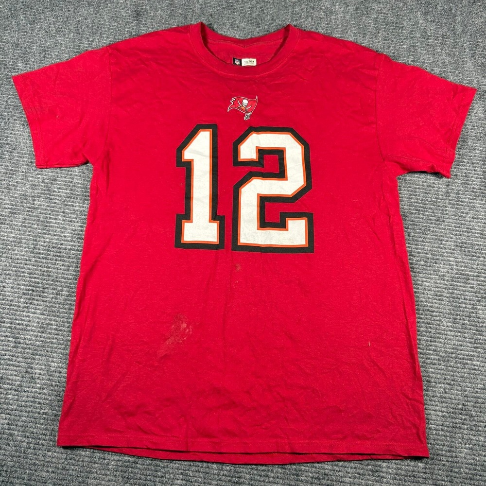 NFL Team Apparel Tampa Bay Buccaneers T-Shirt Mens L Red Good Tom Brady 12